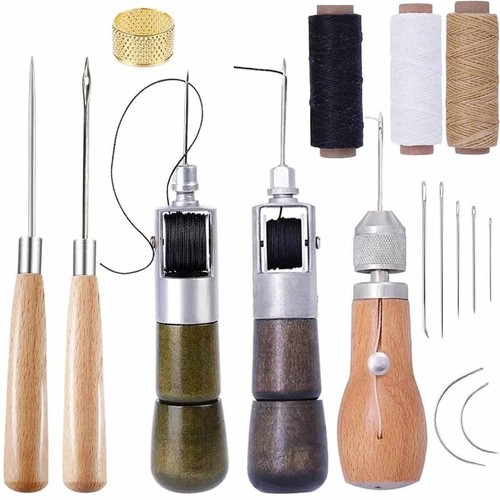 Leather sewing kit with - leather,